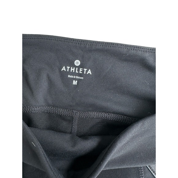 ATHLETA Moto Tight Black w/ Faux Leather Accents Zippers Size Medium H - Picture 5 of 5